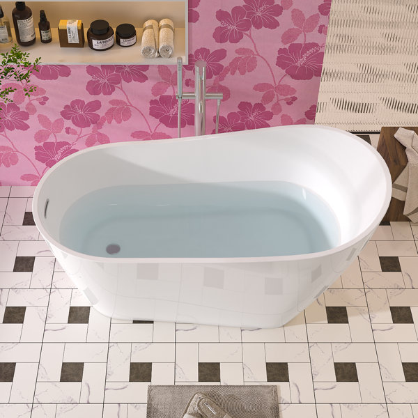 ABRUZZO 55'' x 27.56'' Freestanding Soaking Acrylic Bathtub | Wayfair